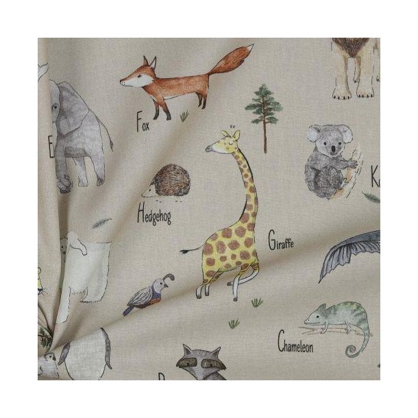 Poplin digital animals, Beige