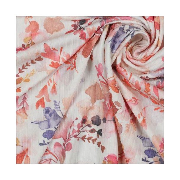 Rib jersey m/blomster