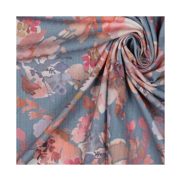 Rib jersey m/blomster