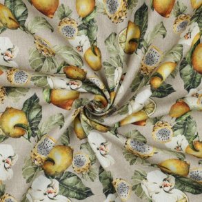 Canvas digtial Tropical fruit, Linen Yellow