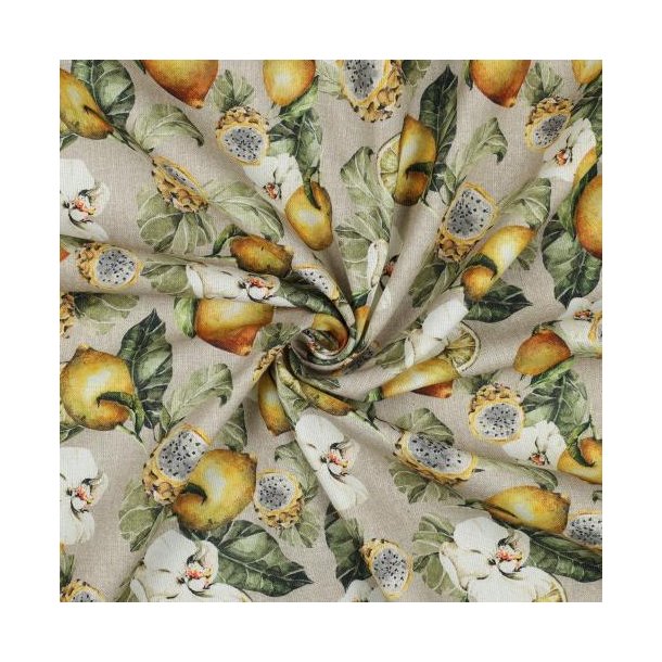 Canvas digtial Tropical fruit, Linen Yellow