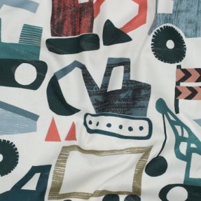 Fine poplin digital Vehicles, Off white