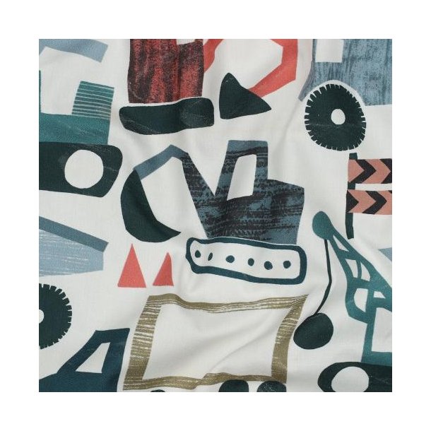 Fine poplin digital Vehicles, Off white