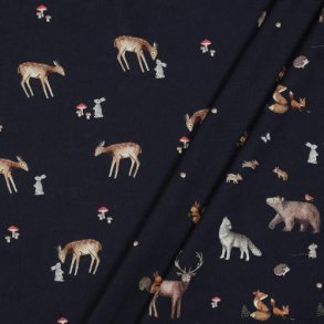 Poplin Digital forest Animals, Navy