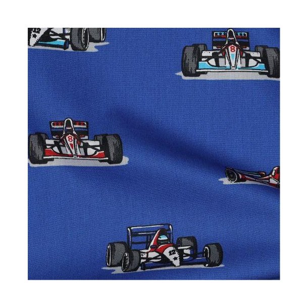 Poplin racing cars, Blue