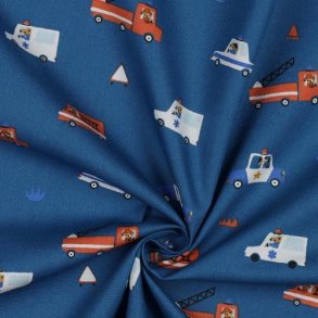 Poplin Gots Car Fire, Blue