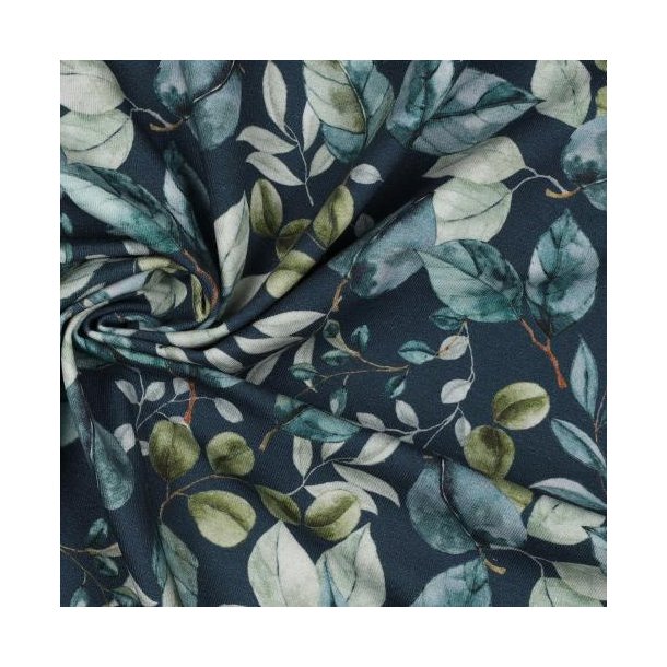 �kotex bomulds jersey Leaves, Petrol