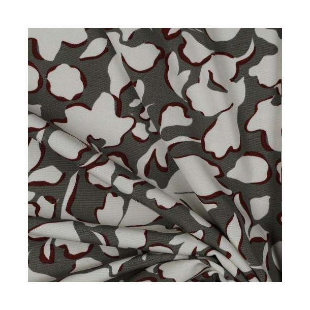Viscose poplin stretch Big flowers, Taupe