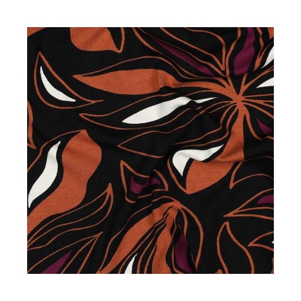 �kotex viscose jersey Flowers, Black