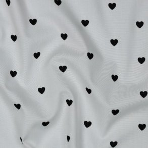 Fine poplin Hearts, White/Black