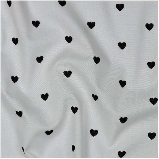 Fine poplin Hearts, White/Black