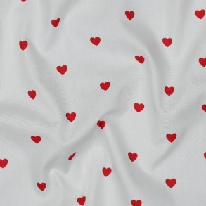 Fine poplin Hearts, White/dark red