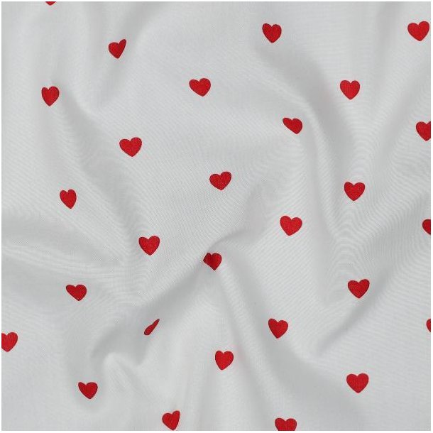 Fine poplin Hearts, White/dark red
