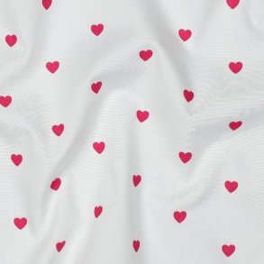 Fine poplin Hearts, White/Fuchsia