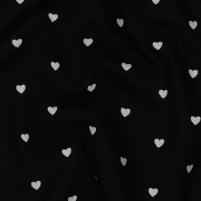 Fine poplin Hearts, White/Black