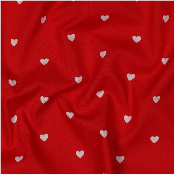 Fine poplin Hearts, Dark red/white