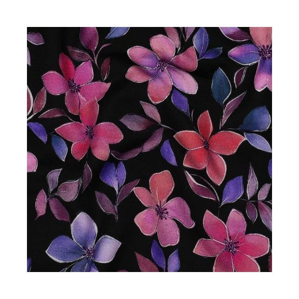 Punta Di Roma digital Flowers, Black