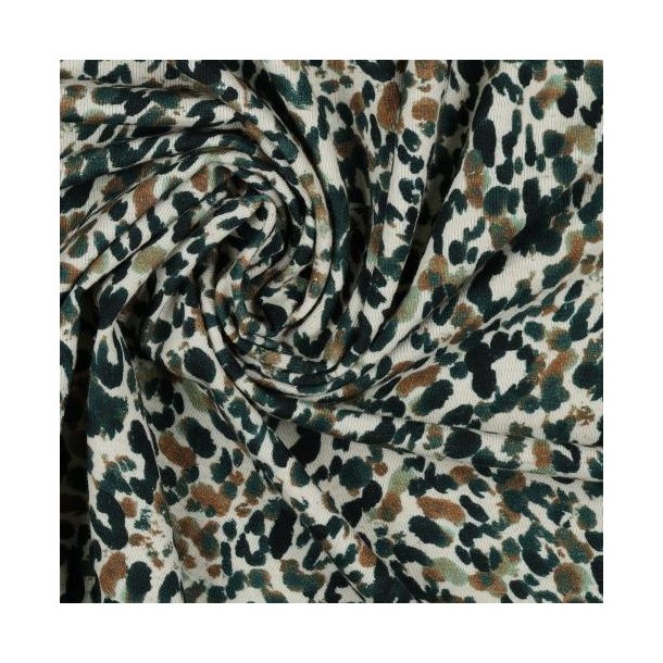 Linen jersey digital Leopard print, Green