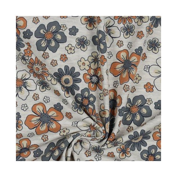 �kotex jersey melange flowers, Ecru