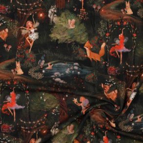 French terry/isoli Digital Fairy tales, Dark grey