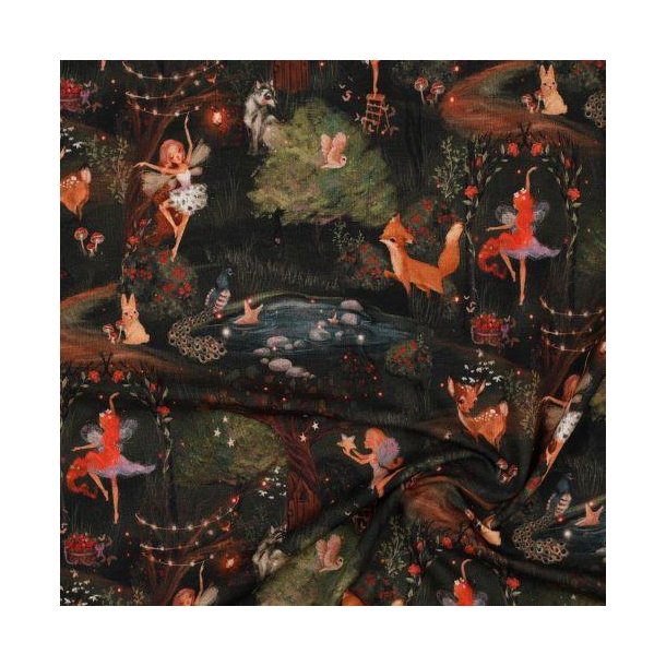 French terry/isoli Digital Fairy tales, Dark grey