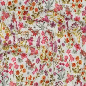 Rib jersey Digital Flowers, Pink
