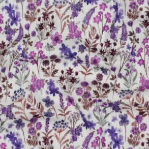 Rib jersey Digital Flowers, Cobalt