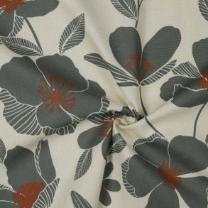 Canvas Big Flowers; Dark mint