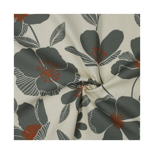 Canvas Big Flowers; Dark mint