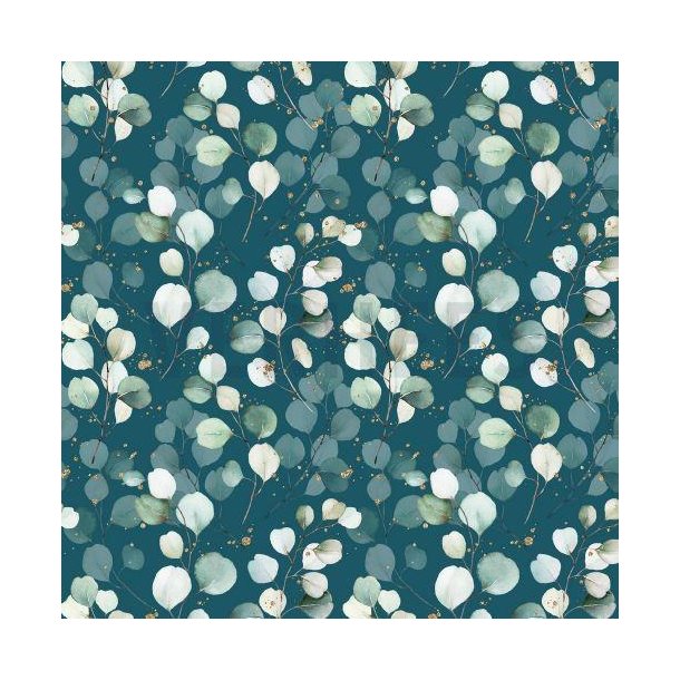 �kotex bomulds jersey m/Eucalyptus blade Petrol