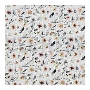 Waffelstrik digital blomster White