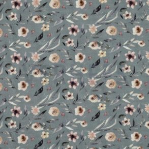 Waffelstrik digital blomster, Dark mint