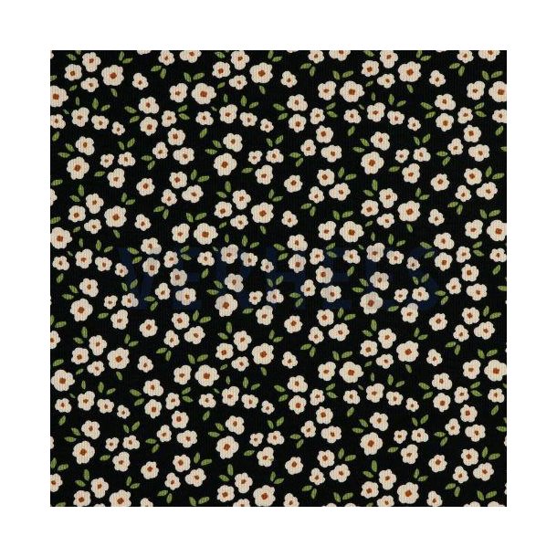 Rib jersey Flowers Black