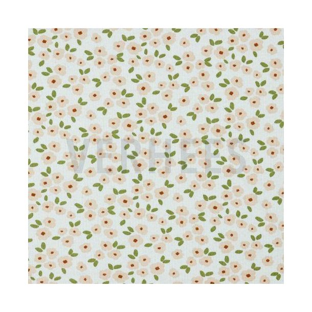 Rib jersey Flowers White