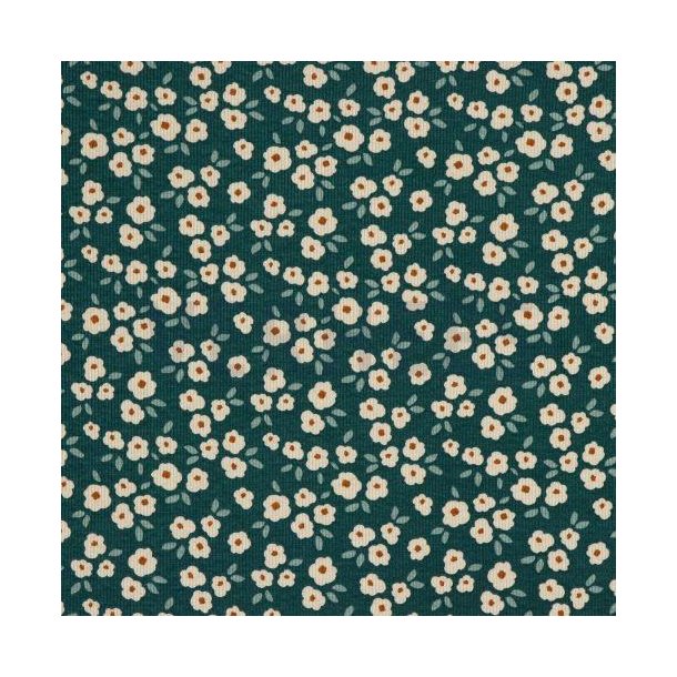 Rib jersey Flowers Petrol