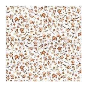 �kotex bomulds jersey Digital Flowers, White/Dark apricot