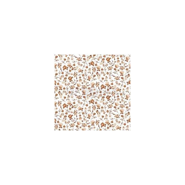 �kotex bomulds jersey Digital Flowers, White/Dark apricot