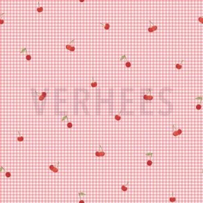 Poplin digitial Cherry, Rose