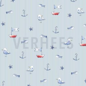 Poplin digital Maritime, Light blue