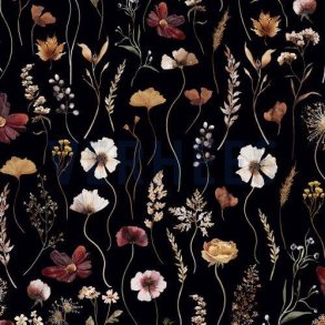 Canvas digital Wild flowers, black