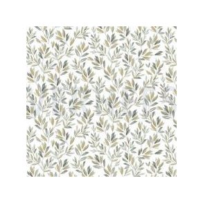 �kotex bomulds jersey Flowers and Leaves, White/Green