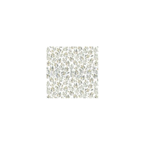�kotex bomulds jersey Flowers and Leaves, White/Green