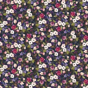 Poplin digital Flowers, Navy