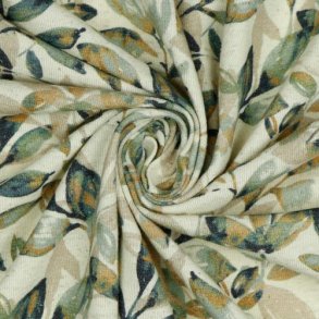 �kotex h�r/viscose digital Leaves, Old green/ochre