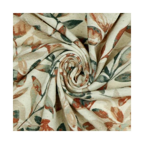 �kotex h�r/bomulds jersey digital Leaves, Dark green/terrac