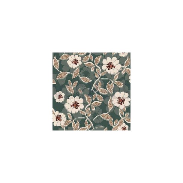 Canvas big flowers, Dark green