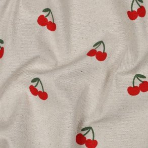 Canvas linen look Cherries, Natural