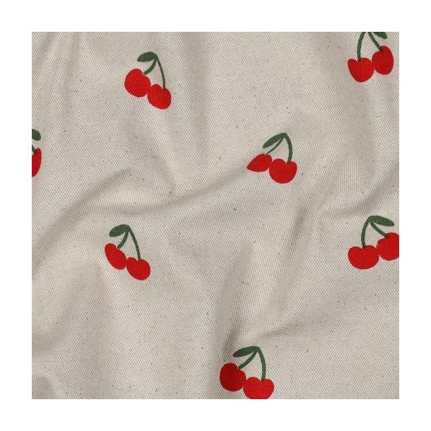 Canvas linen look Cherries, Natural