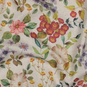 Canvas linen look digital Flowers, Natural