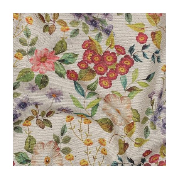 Canvas linen look digital Flowers, Natural